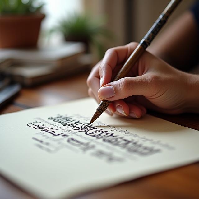 خطاط محترف يكتب عنوانا إخباريا